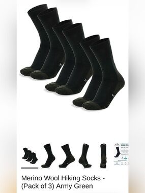 Merino Wool Hiking Socks - 3-Pack